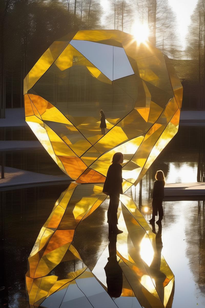 00216-490371712-_lora_Olafur Eliasson Style_1_Olafur Eliasson Style - An outdoor sculpture created by Olafur Eliasson, utilizing geometric shape.png